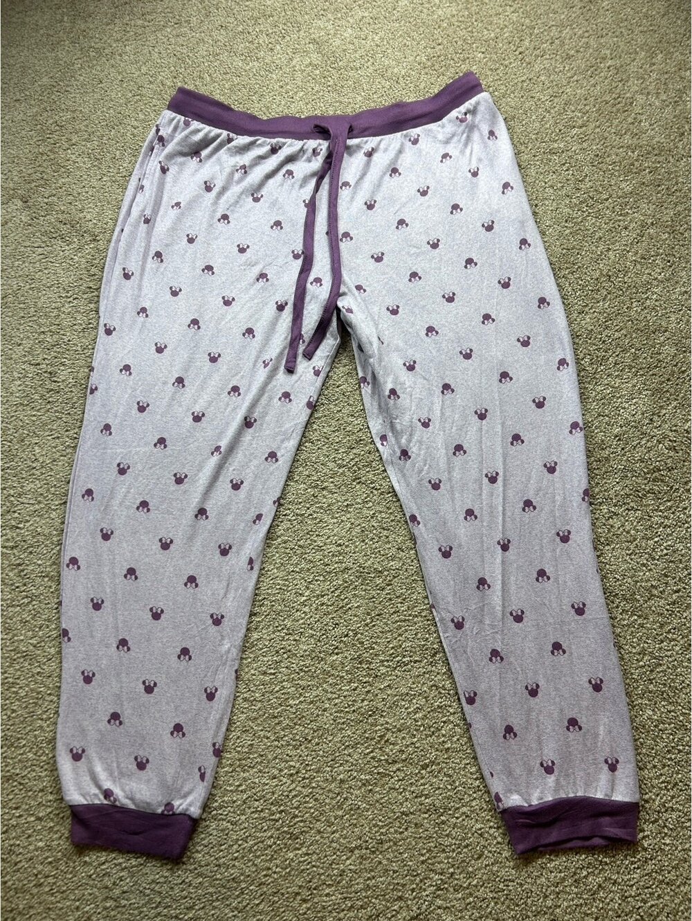 Disney Women's 2Pc Pajama Set Purple Print Short Sleeve Jogger Pants Sz XXL - Picture 7 of 9
